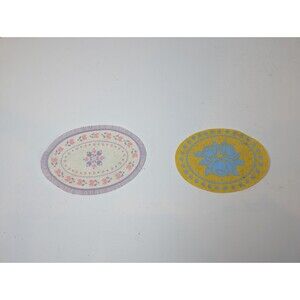 Vintage Fisher Price Loving Family Dollhouse Yellow and White Oval Rugs Rare